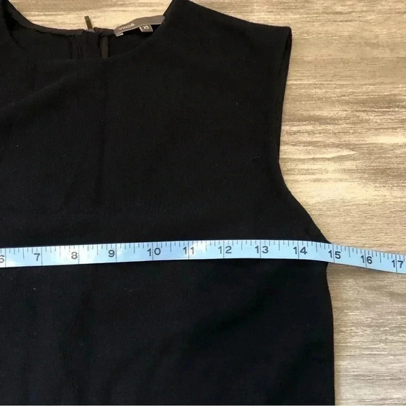Vince Knit Sheath Midi Dress Crew Neck Stretch Sleeveless Navy Sz XS - Picture 9 of 11